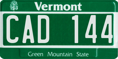 VT license plate CAD144