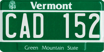 VT license plate CAD152