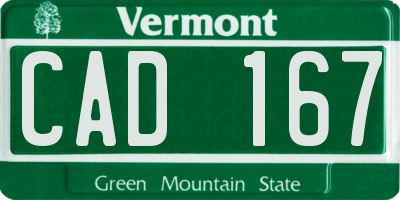VT license plate CAD167