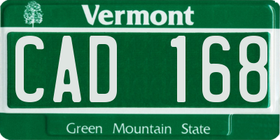 VT license plate CAD168