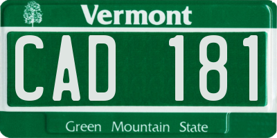 VT license plate CAD181