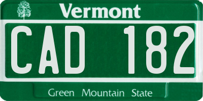 VT license plate CAD182
