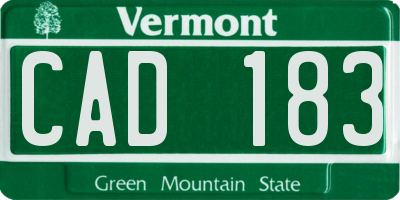 VT license plate CAD183