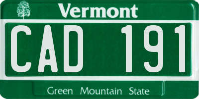 VT license plate CAD191