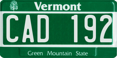VT license plate CAD192