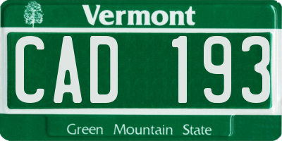 VT license plate CAD193