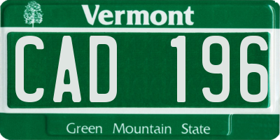 VT license plate CAD196