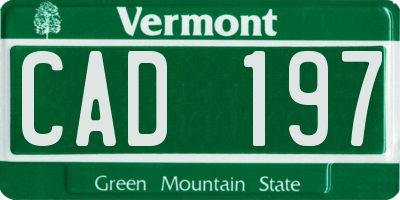 VT license plate CAD197
