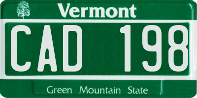 VT license plate CAD198