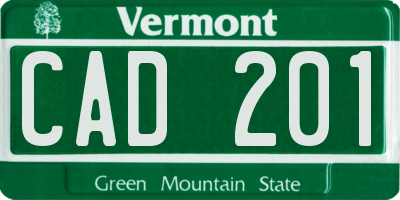 VT license plate CAD201