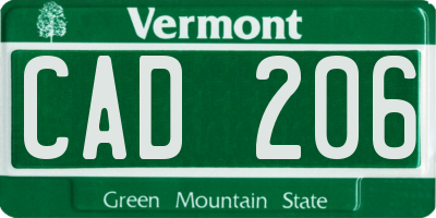 VT license plate CAD206