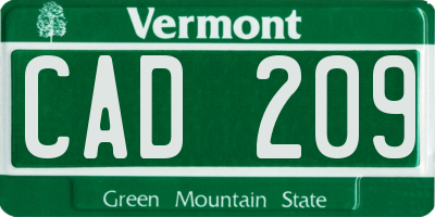 VT license plate CAD209