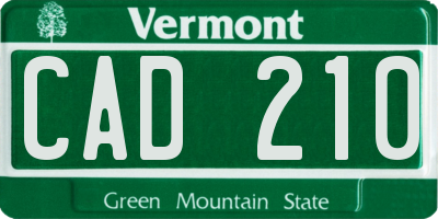 VT license plate CAD210