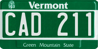 VT license plate CAD211