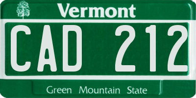 VT license plate CAD212