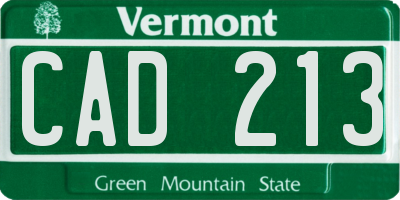 VT license plate CAD213