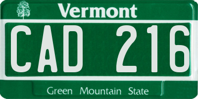 VT license plate CAD216