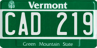 VT license plate CAD219