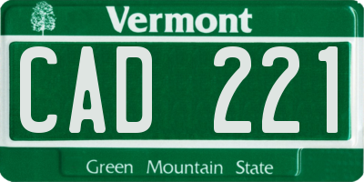 VT license plate CAD221