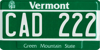 VT license plate CAD222