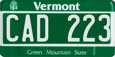 VT license plate CAD223