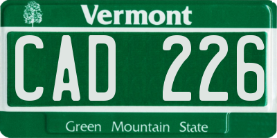 VT license plate CAD226