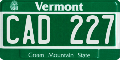 VT license plate CAD227