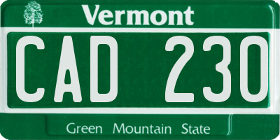 VT license plate CAD230