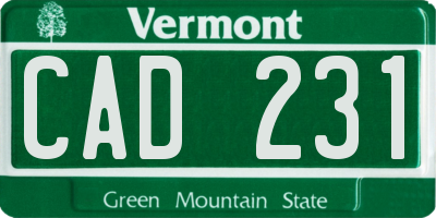 VT license plate CAD231