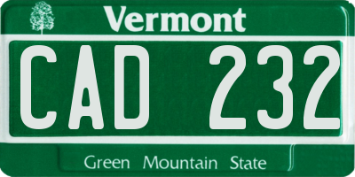 VT license plate CAD232