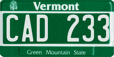 VT license plate CAD233