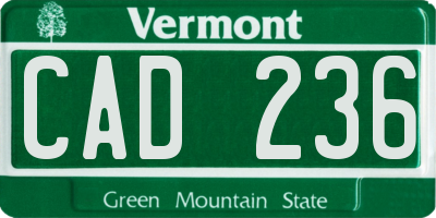 VT license plate CAD236