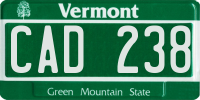 VT license plate CAD238