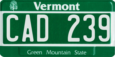 VT license plate CAD239