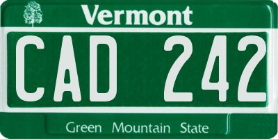 VT license plate CAD242