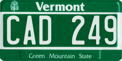 VT license plate CAD249