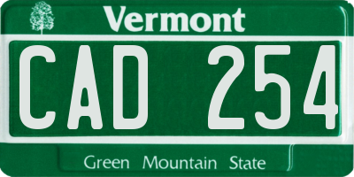 VT license plate CAD254