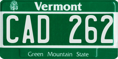 VT license plate CAD262