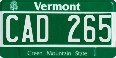 VT license plate CAD265