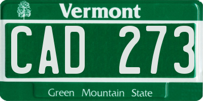 VT license plate CAD273