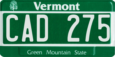 VT license plate CAD275
