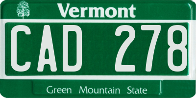 VT license plate CAD278