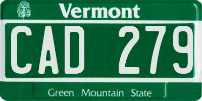 VT license plate CAD279