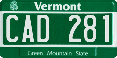 VT license plate CAD281