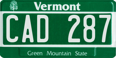 VT license plate CAD287