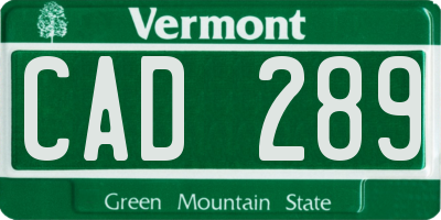 VT license plate CAD289