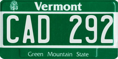 VT license plate CAD292