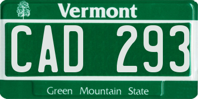 VT license plate CAD293