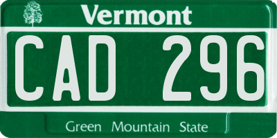VT license plate CAD296