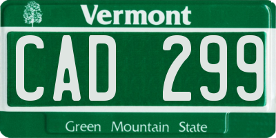 VT license plate CAD299